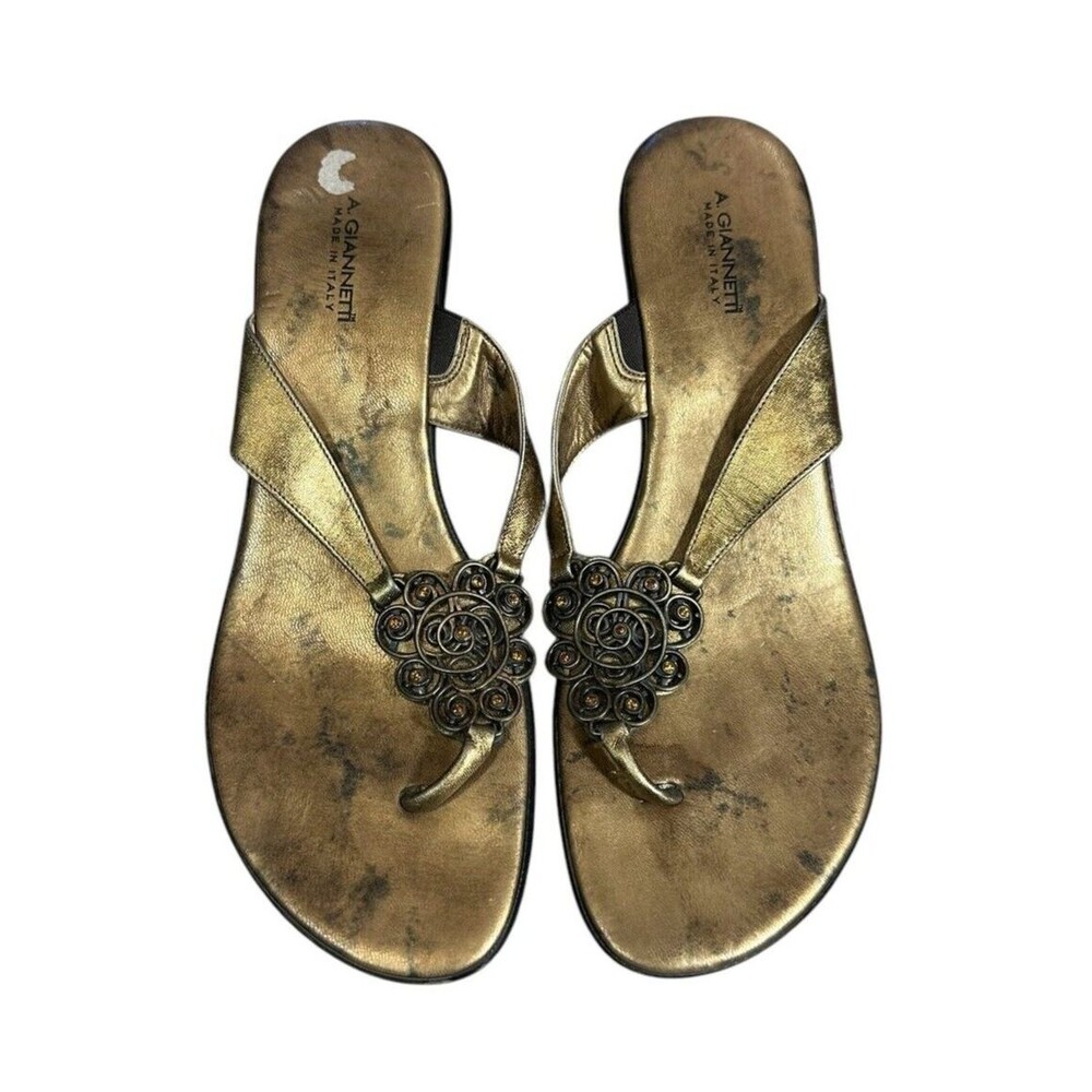 A. Giannetti sandal w/heel leather 8 1/2 boho chic Italian made quiet luxury